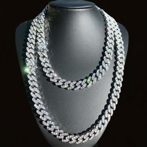 12mm White Gold Cuban Link Chain Iced